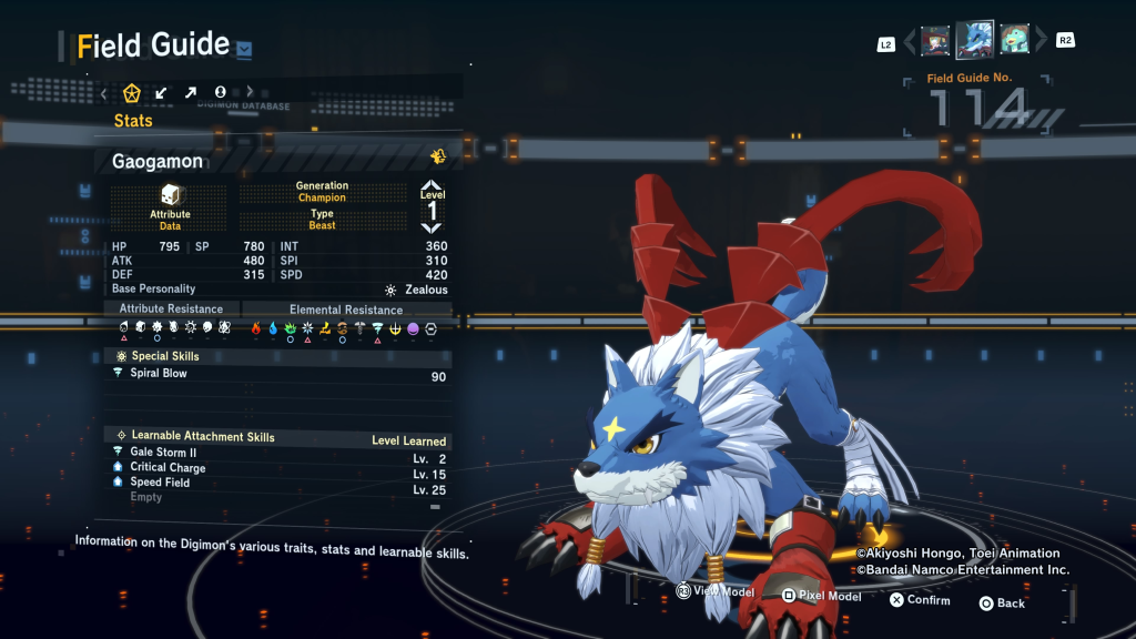 Digimon Story Time Stranger Gaogamon Field Guide