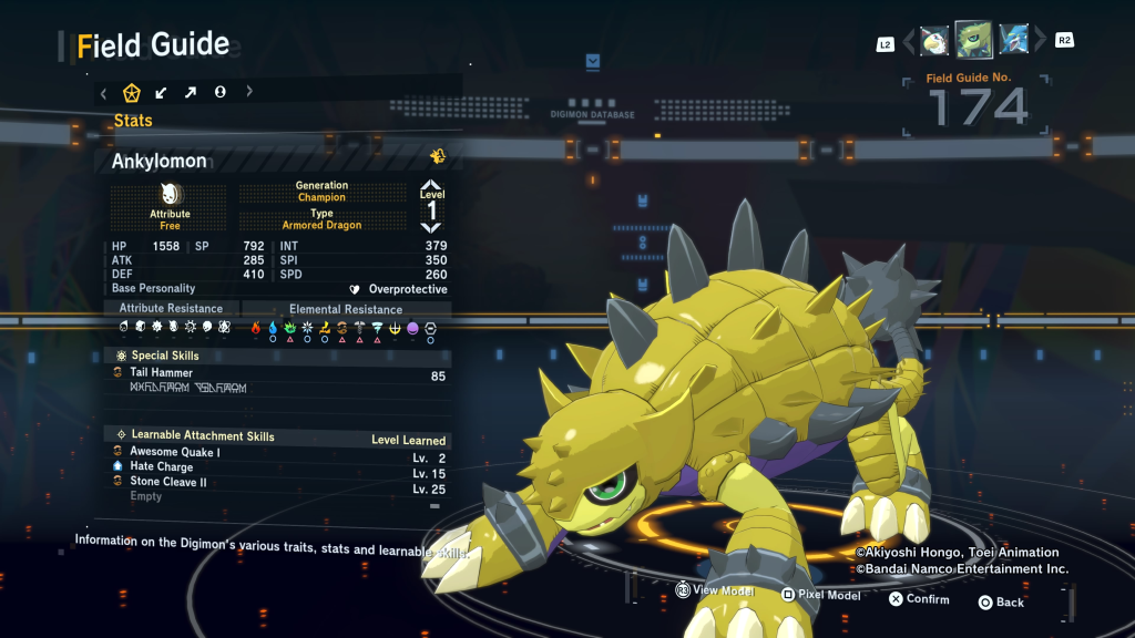 Digimon Story Time Stranger Ankylomon Field Guide