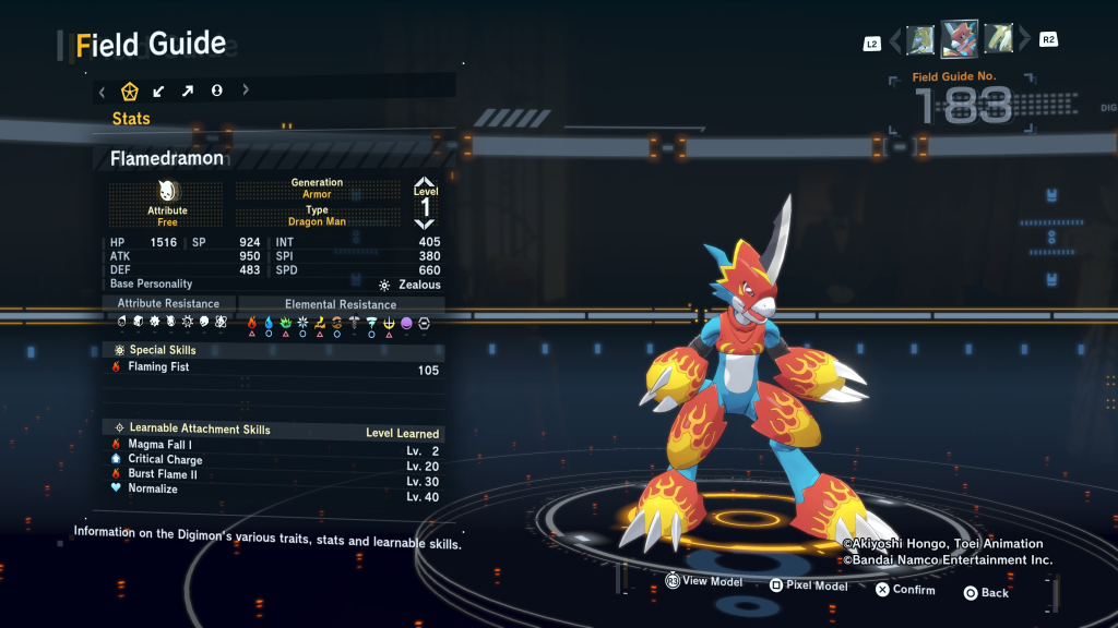 Digimon Story Time Stranger Flamedramon Field Guide