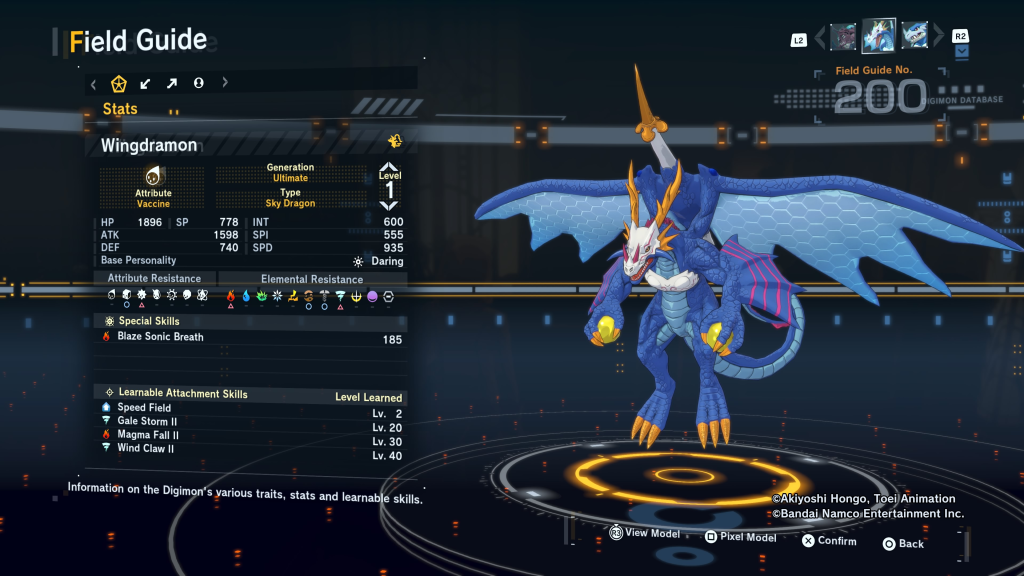Digimon Story Time Stranger Wingdramon Field Guide