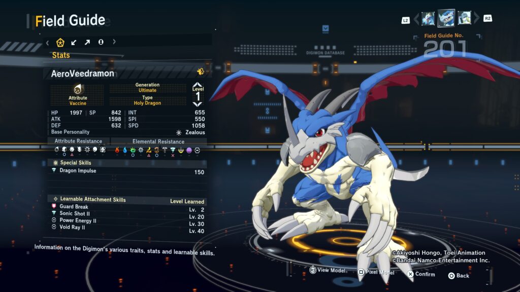 Digimon Story Time Stranger AeroVeedramon Field Guide