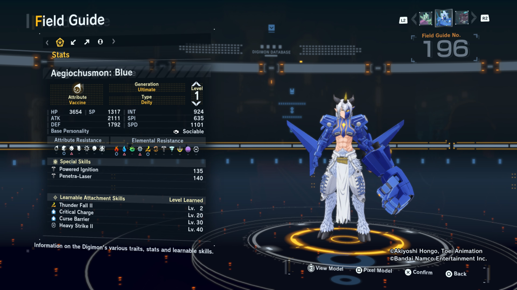Digimon Story Time Stranger Aegiochusmon: Blue Field Guide
