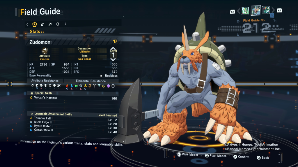 Digimon Story Time Stranger Zudomon Field Guide