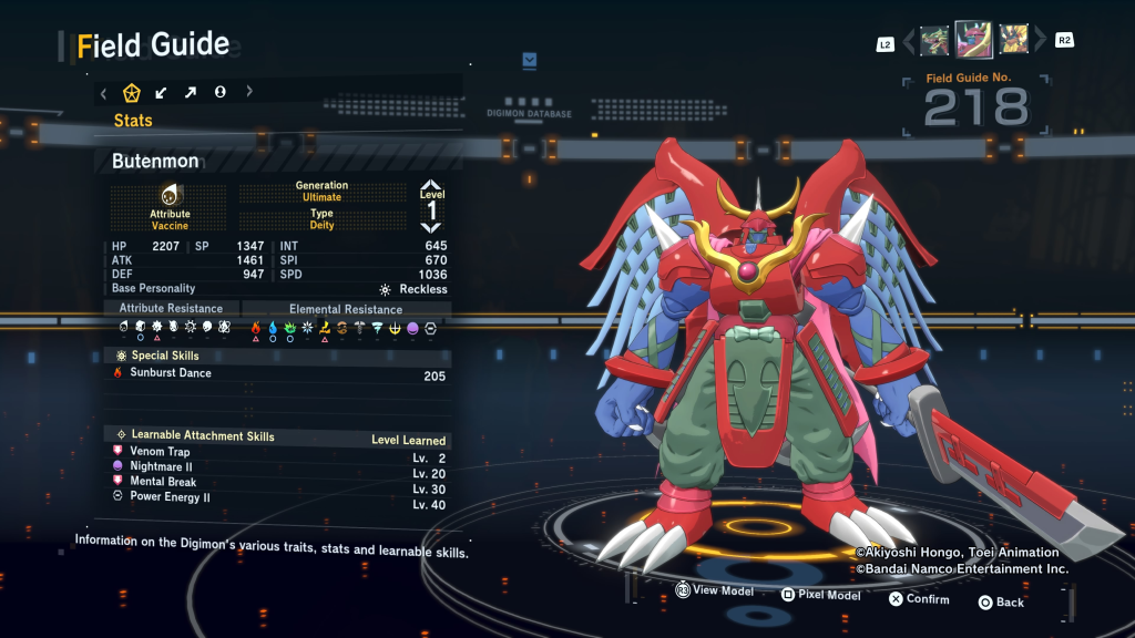 Digimon Story Time Stranger Butenmon Field Guide