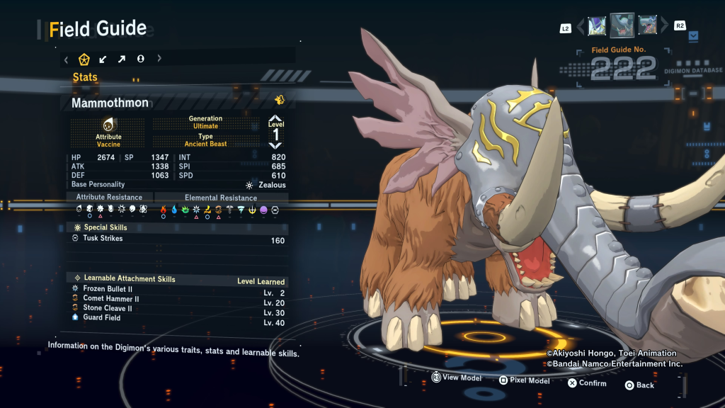 Digimon Story Time Stranger Mammothmon Field Guide