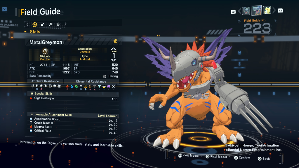 Digimon Story Time Stranger MetalGreymon Field Guide
