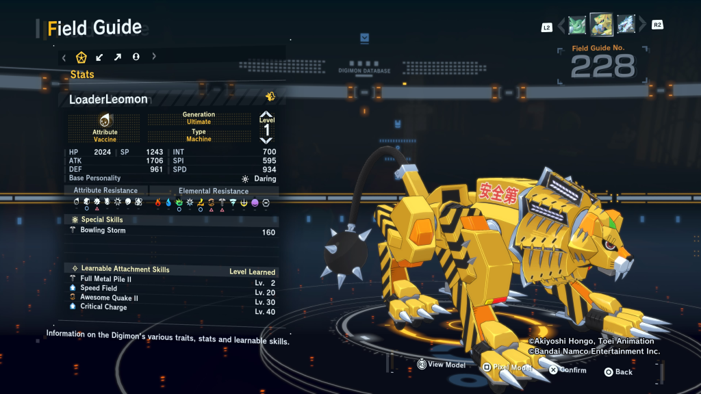 Digimon Story Time Stranger LoaderLeomon Field Guide