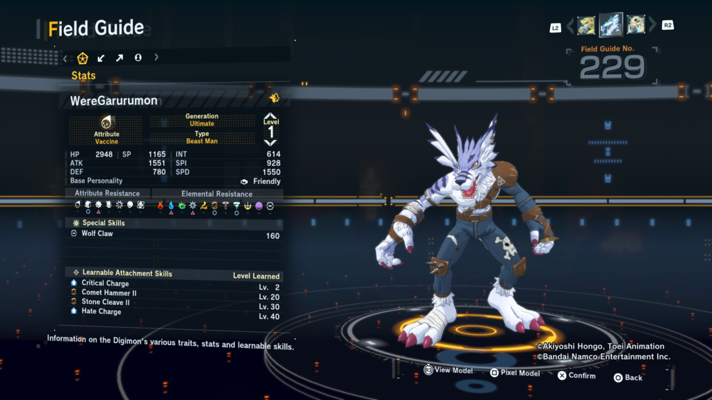 Digimon Story Time Stranger WereGarurumon Field Guide