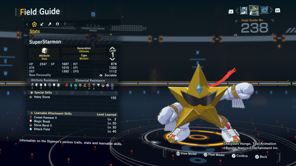 Digimon Story Time Stranger SuperStarmon Field Guide