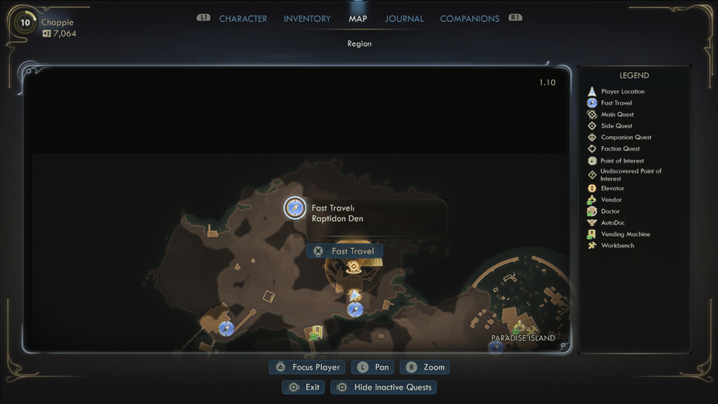 map location of the Raptidon Den