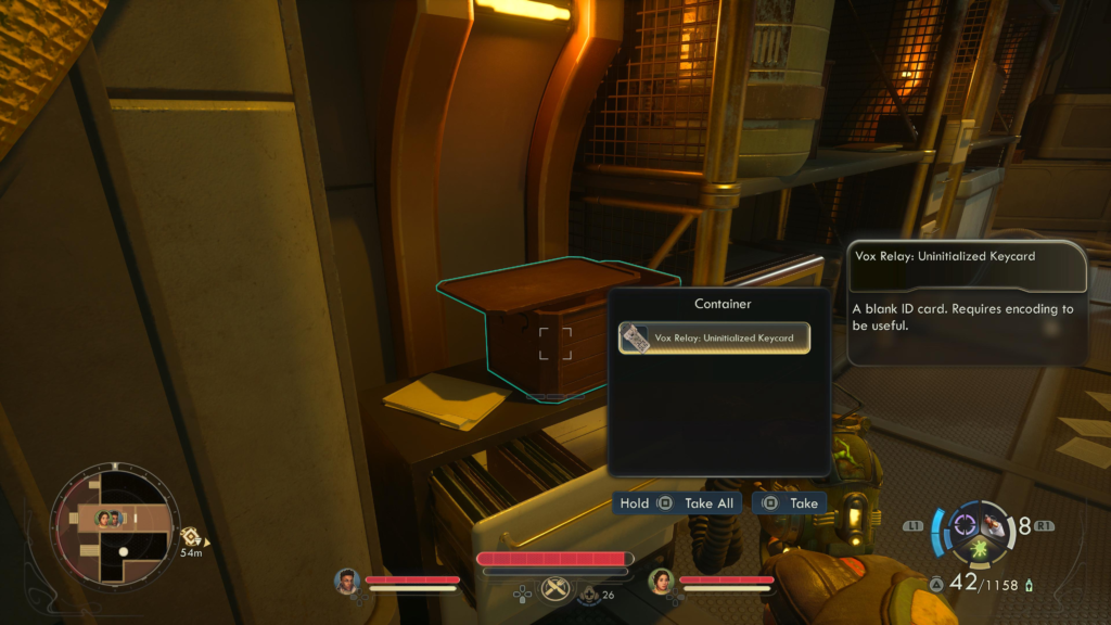 The container with the uninitialized keycard