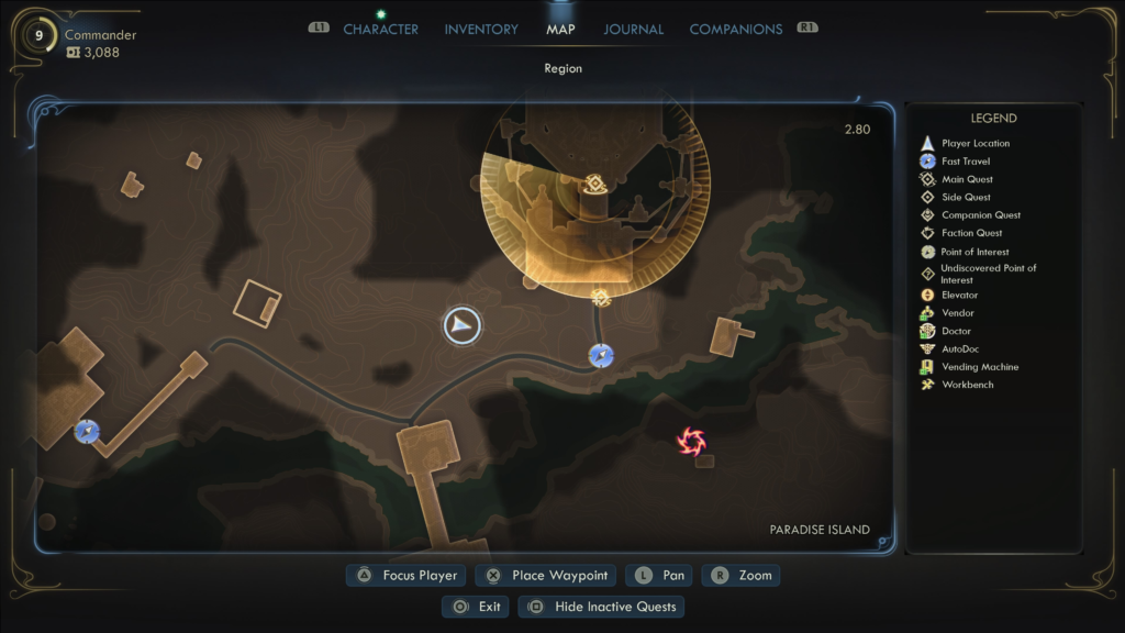 map of where the cord starts in the cliff