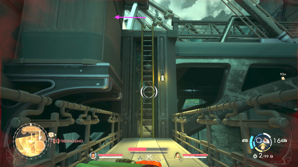 go up ladder then take a left