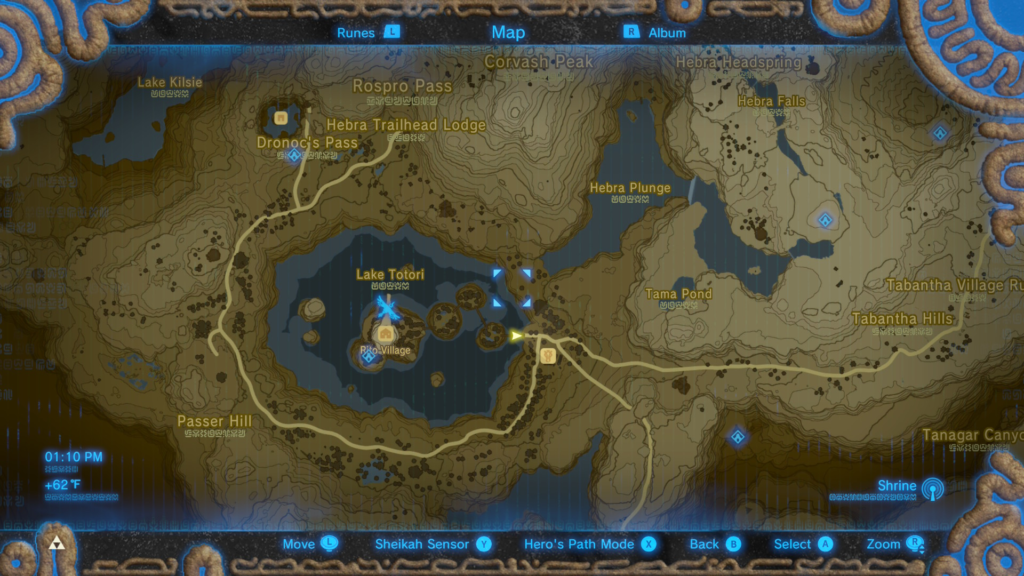 map location of where to start the Face the Frost Talus Side Questin Breath of the Wild