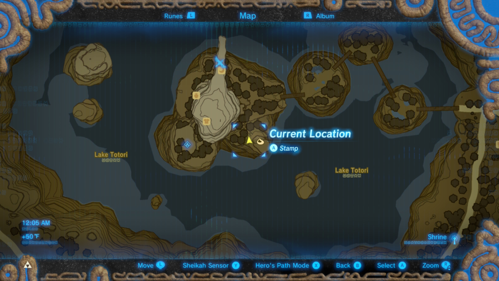 map location of where to find flint during the Spark of Romance Side Quest in Breath of the Wild