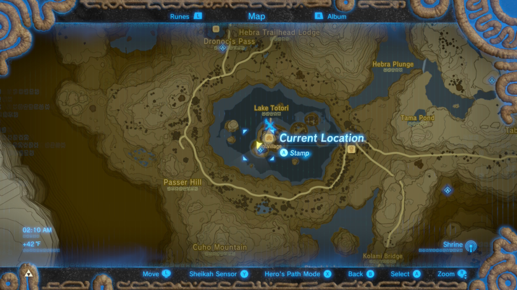 map of where to start the Find Kheel Side Quest in Breath of the Wild
