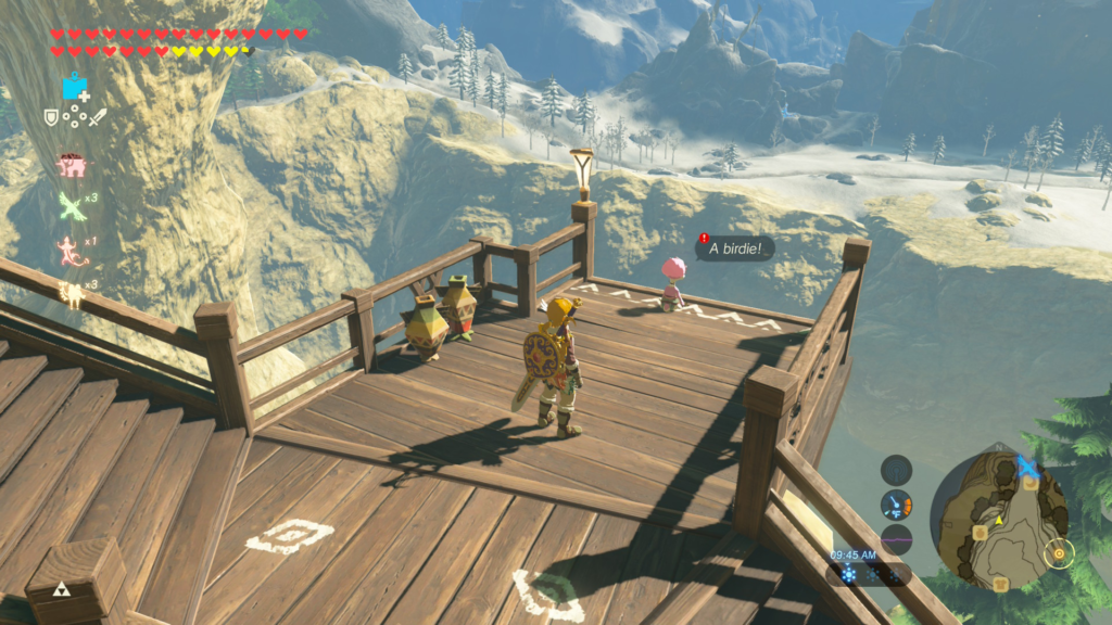 speaking with Molli to start the Bird in the Mountains Shrine Quest in Breath of the Wild