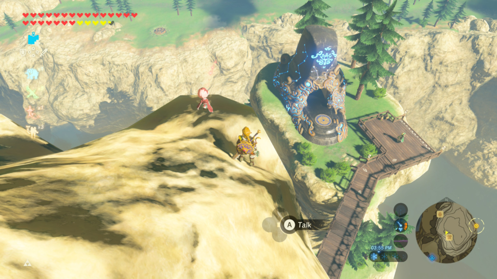 Notts singing above the shrine during the Recital at Warbler's Nest Shrine Quest in Breath of the Wild