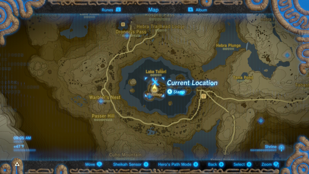 Map location of where to start the Apple of My Eye Side Quest in Breath of the Wild