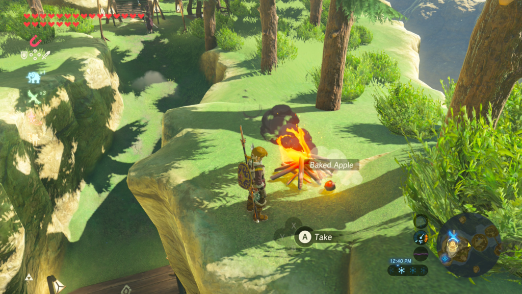 baking some apples during the Apple of My Eye Side Quest in Breath of the Wild