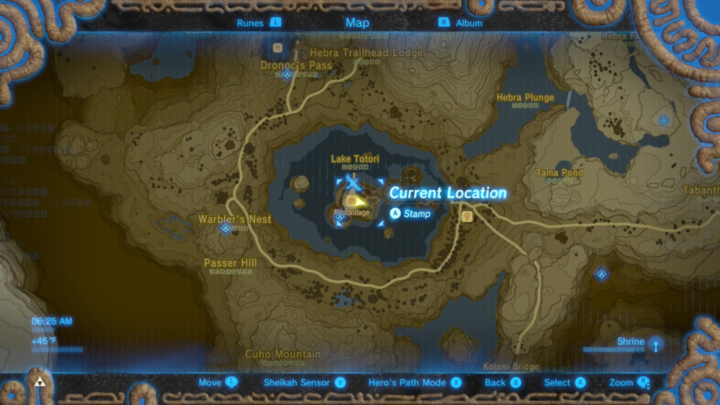 map location of where to start the Ancient Rito Song Shrine Quest in Breath of the Wild