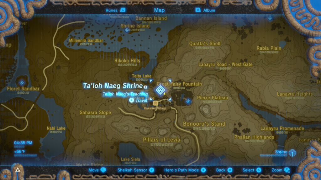 map of where to find a Bluepee during the Legendary Rabbit Trial Side Quest in Breath of the Wild