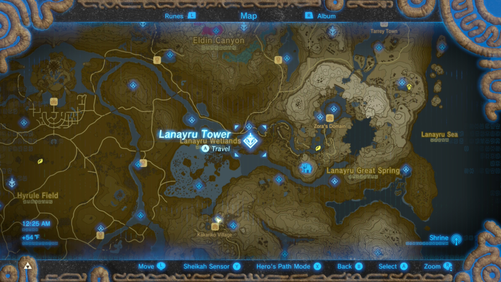 Map location of Lanayru Tower