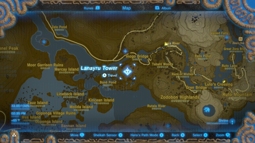 map location of where to find the Voltfin Trout during the Riddles of Hyrule Side Quest in Breath of the Wild