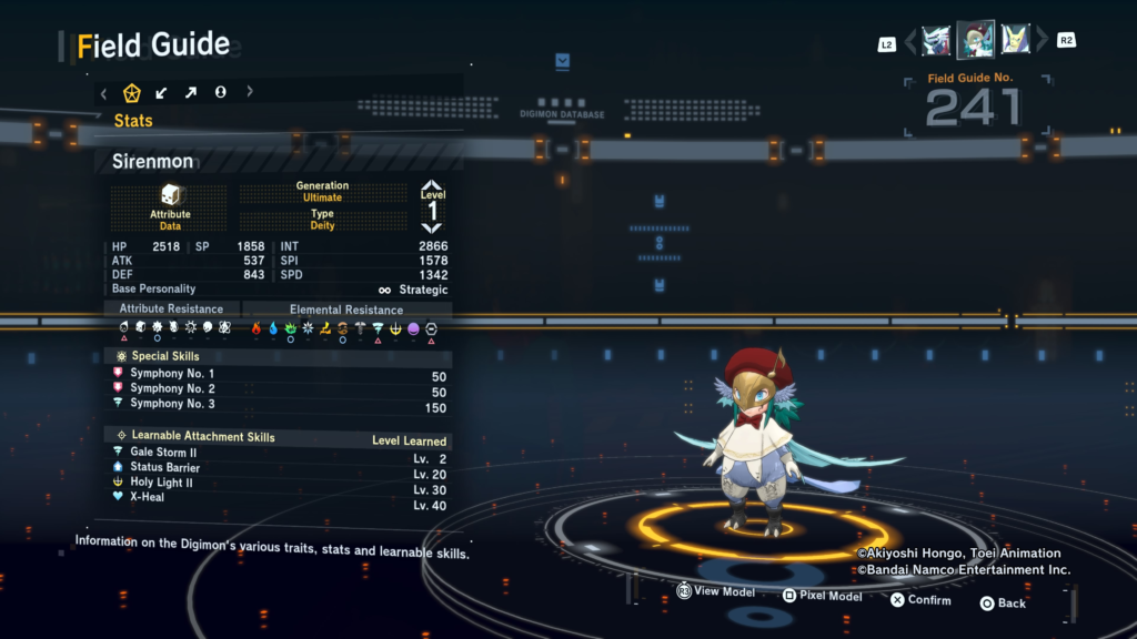 Digimon Story Time Stranger Sirenmon Field Guide