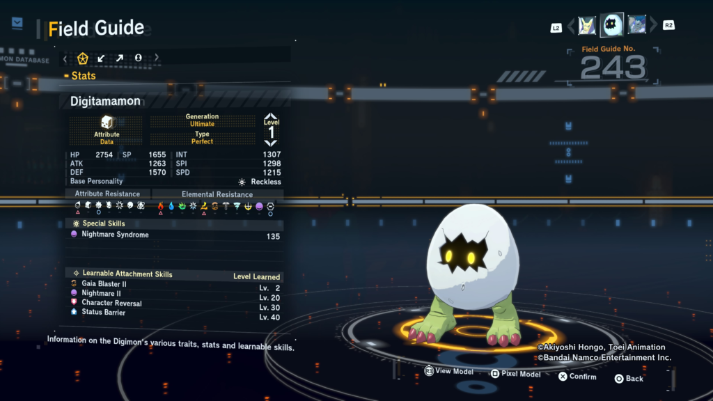 Digimon Story Time Stranger Digitamamon Field Guide