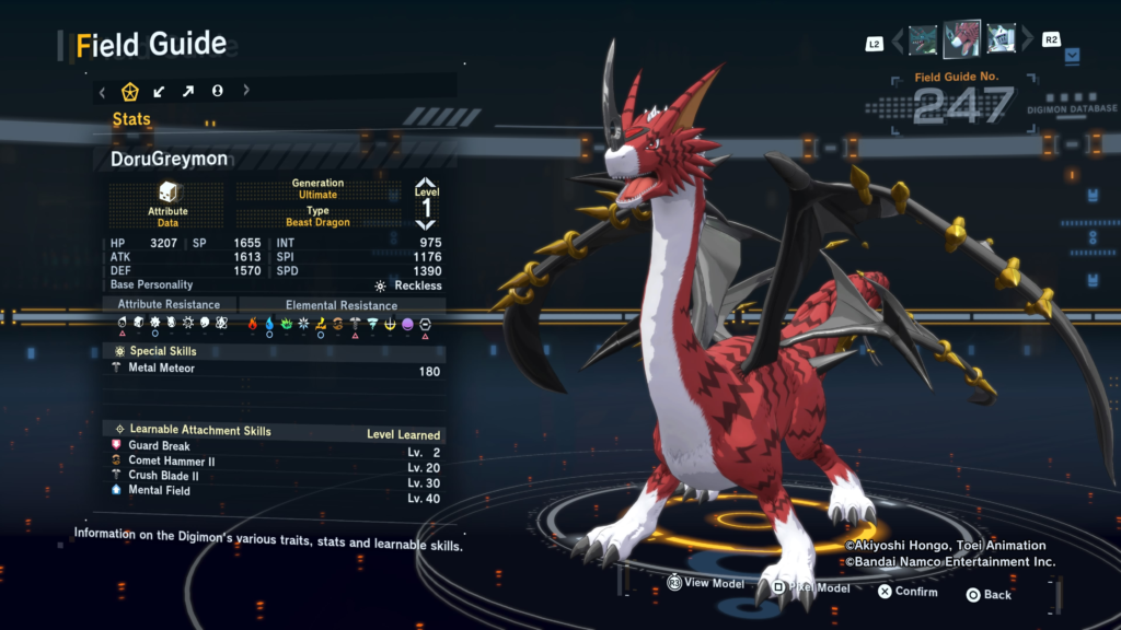 Digimon Story Time Stranger DoruGreymon Field Guide