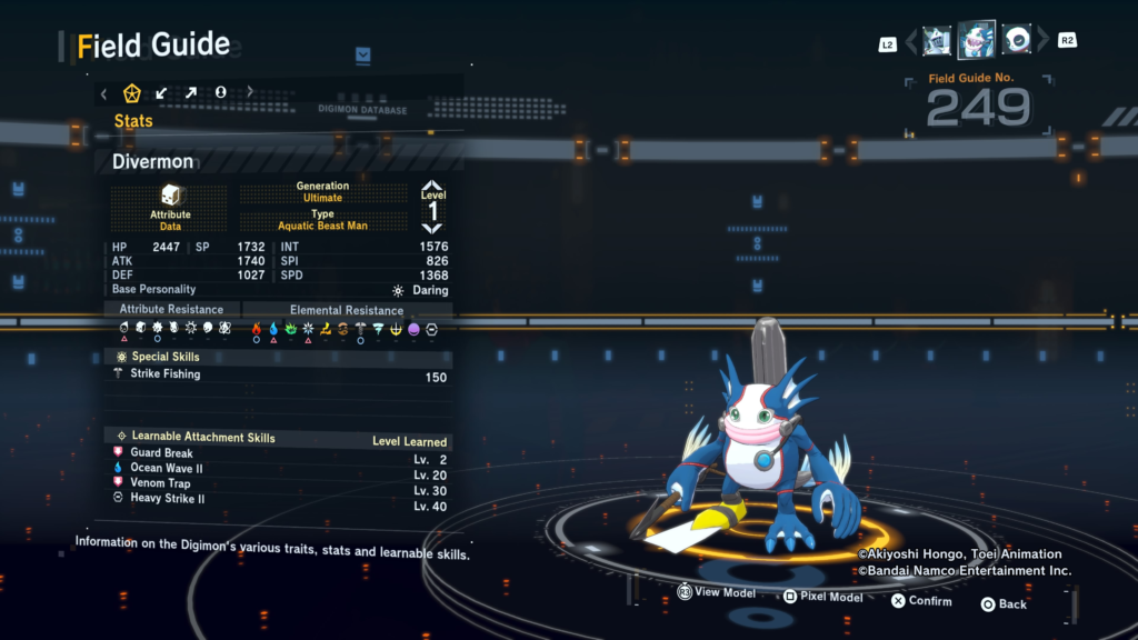 Digimon Story Time Stranger Divermon Field Guide