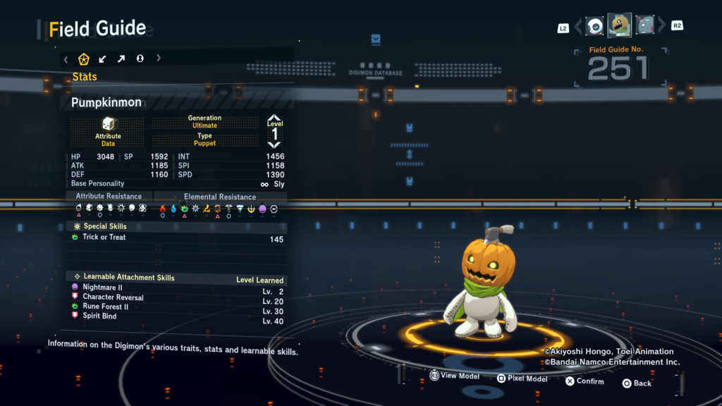 Digimon Story Time Stranger Pumpkinmon Field Guide