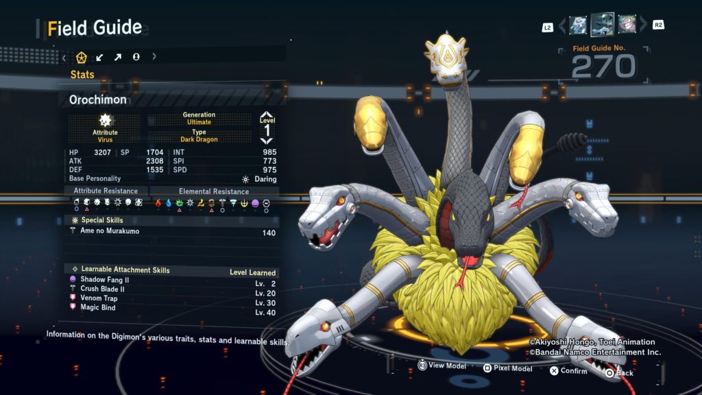 Digimon Story Time Stranger Orochimon Field Guide