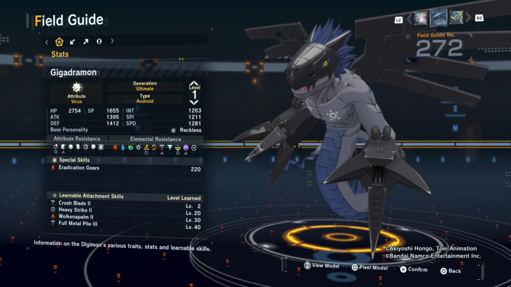 Digimon Story Time Stranger Gigadramon Field Guide