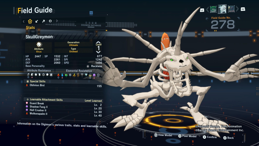 Digimon Story Time Stranger SkullGreymon Field Guide