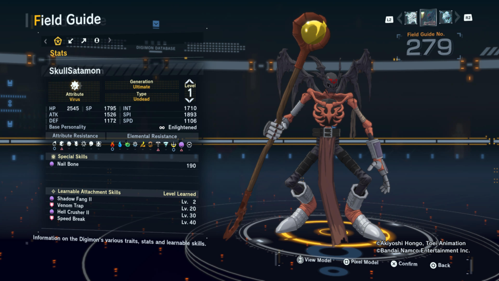 Digimon Story Time Stranger SkullSatamon Field Guide