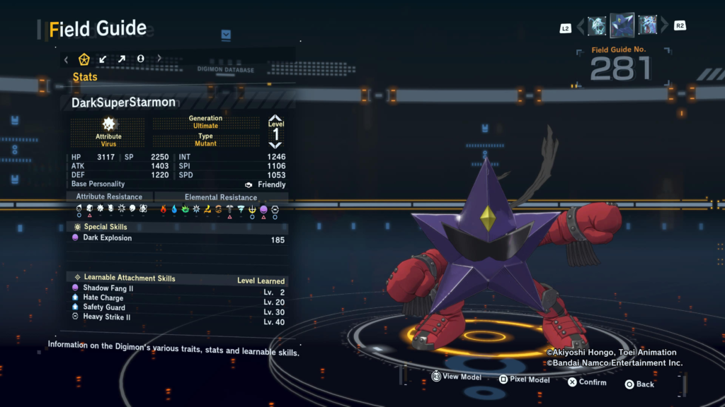 Digimon Story Time Stranger DarkSuperStarmon Field Guide