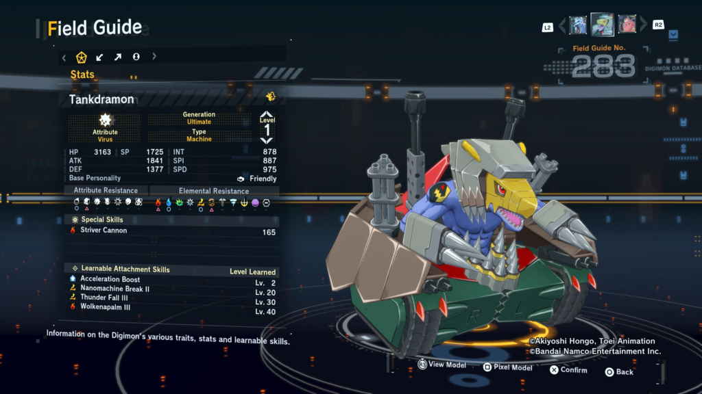 Digimon Story Time Stranger Tankdramon Field Guide