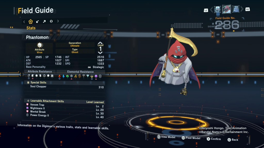 Digimon Story Time Stranger Phantomon Field Guide