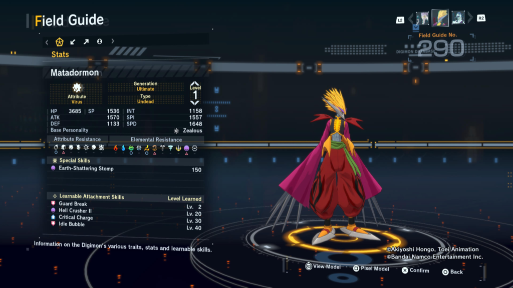 Digimon Story Time Stranger Matadormon Field Guide