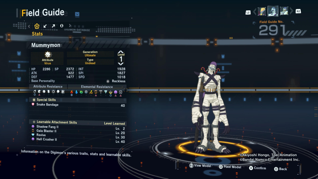 Digimon Story Time Stranger Mummymon Field Guide