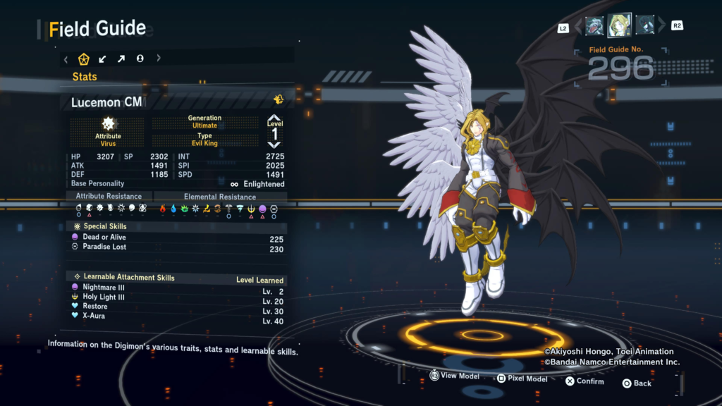 Digimon Story Time Stranger Lucemon CM Field Guide