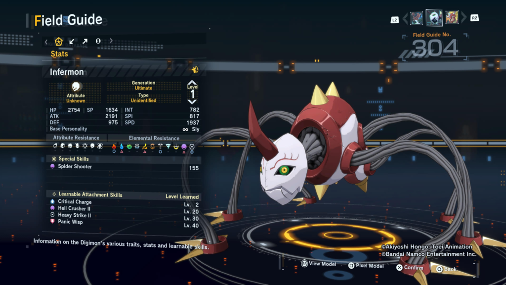 Digimon Story Time Stranger Infermon Field Guide