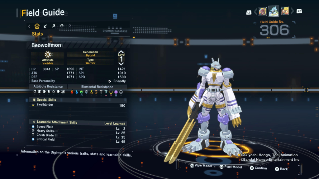 Digimon Story Time Stranger Beowolfmon Field Guide