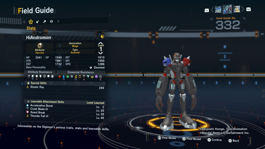 Digimon Story Time Stranger HiAndromon Field Guide