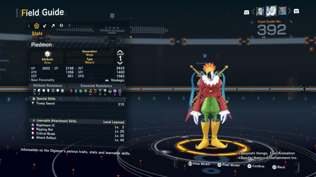 Digimon Story Time Stranger Piedmon Field Guide