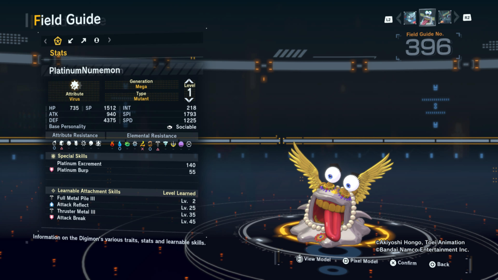 Digimon Story Time Stranger PlatinumNumemon Field Guide