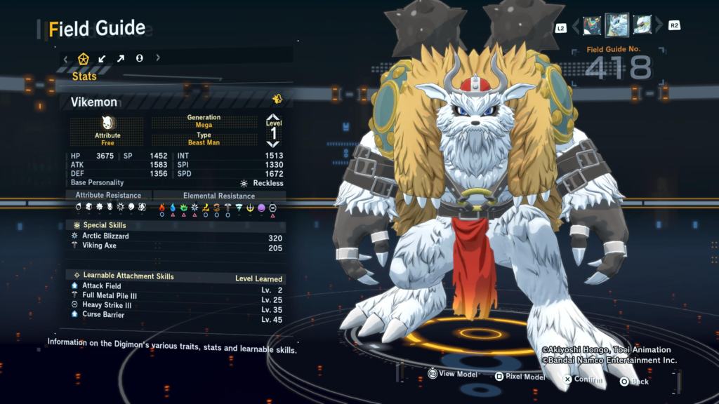 Digimon Story Time Stranger Vikemon Field Guide