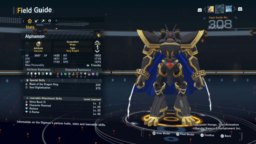 Digimon Story Time Stranger Alphamon Field Guide